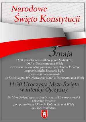 Plakat zapraszający na obchody święta 3 maja