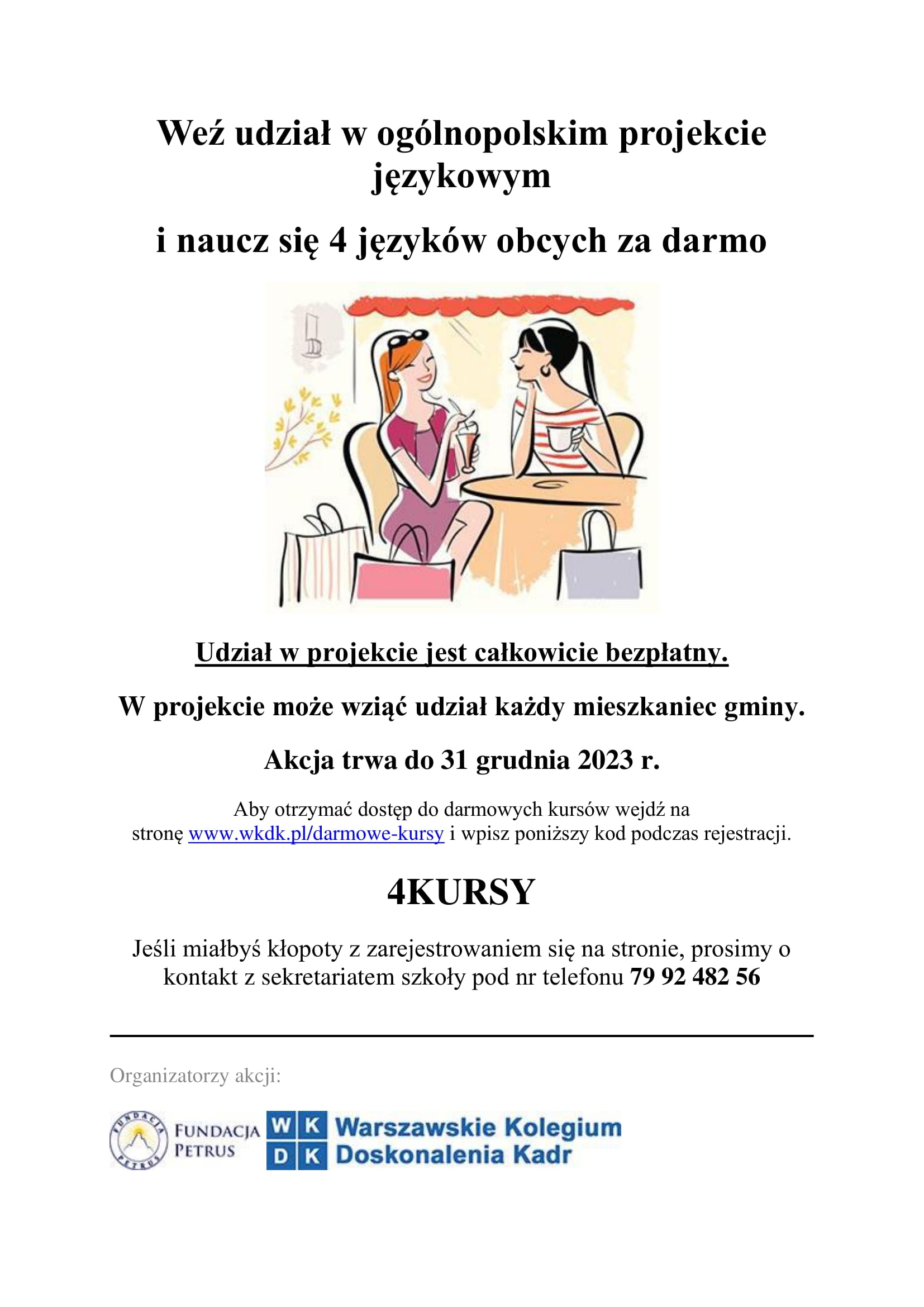 Weź udział w ogólnopolskim projekcie językowym  i naucz się 4 języków obcych za darmo