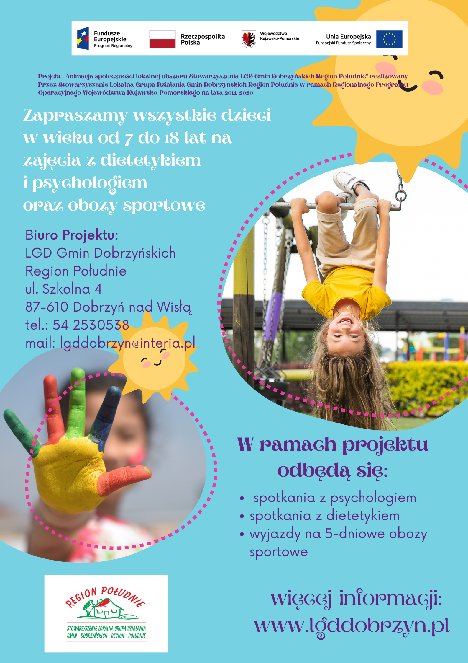 Zaproszenie na zajęcia z dietetykiem i psychologiem oraz obozy sportowe dla dzieci w wieku od 7 do 18 lat