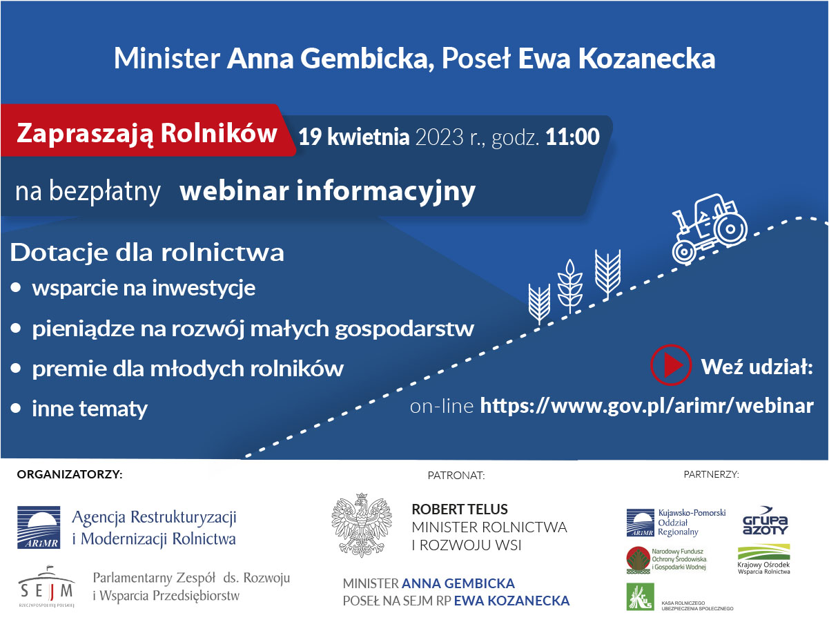 Webinar dotyczący pomocy dla rolników
