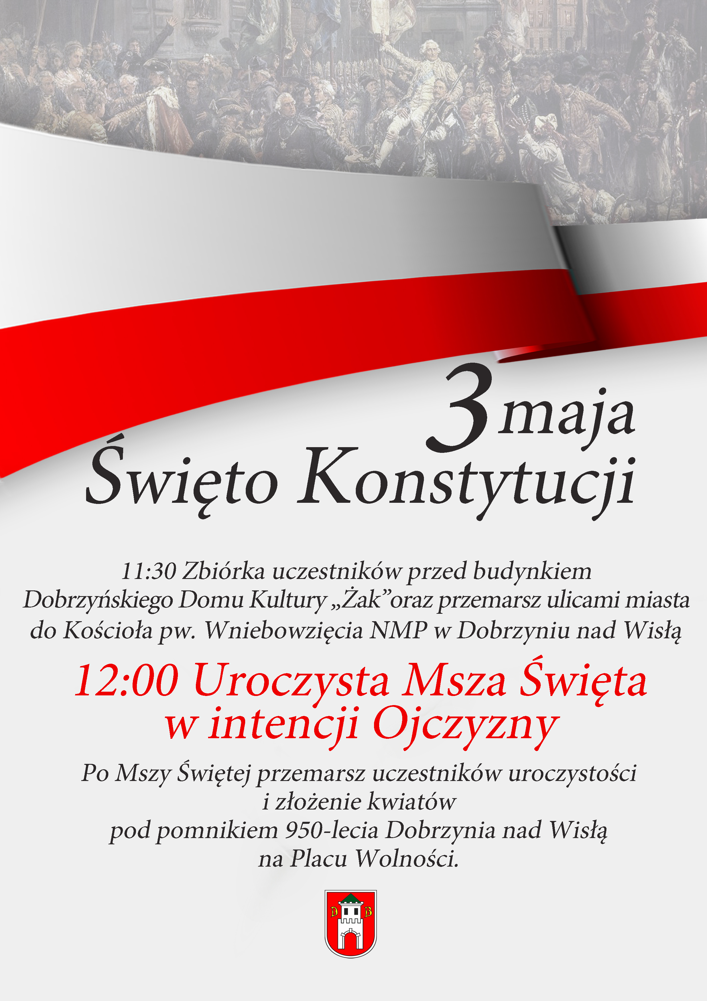 Zapraszamy na uroczystość obchodów Święta Konstytucji 3 Maja